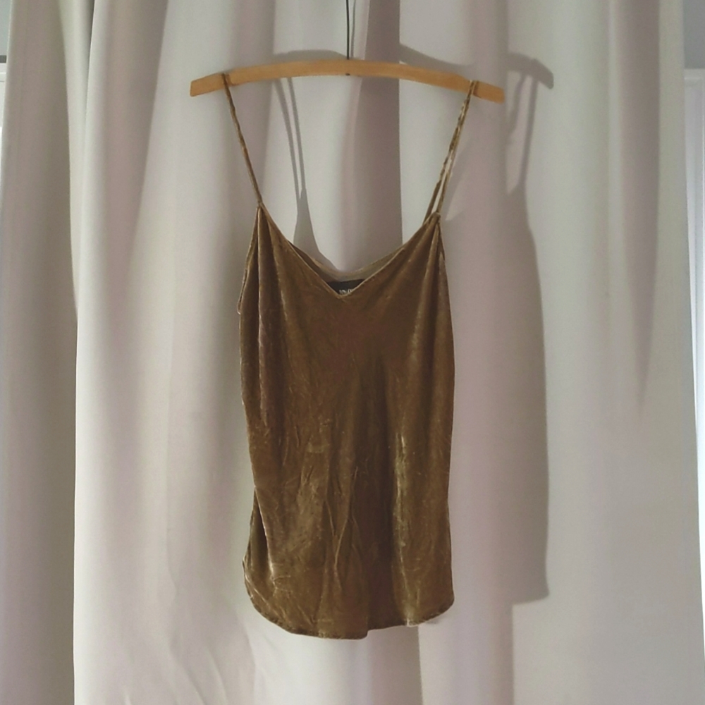 Reformation mustard velvet strap top